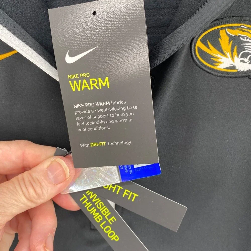 Nike Mizzou Jacket Womens Medium Black Dri Fit Pro Warm 1/4 Zip Tigers MU NWT - Picture 5 of 10